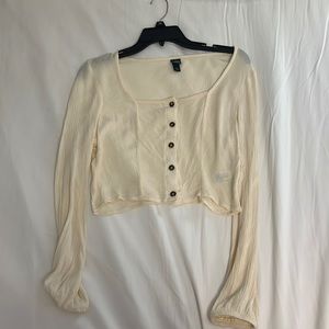 cream crop long sleeve top